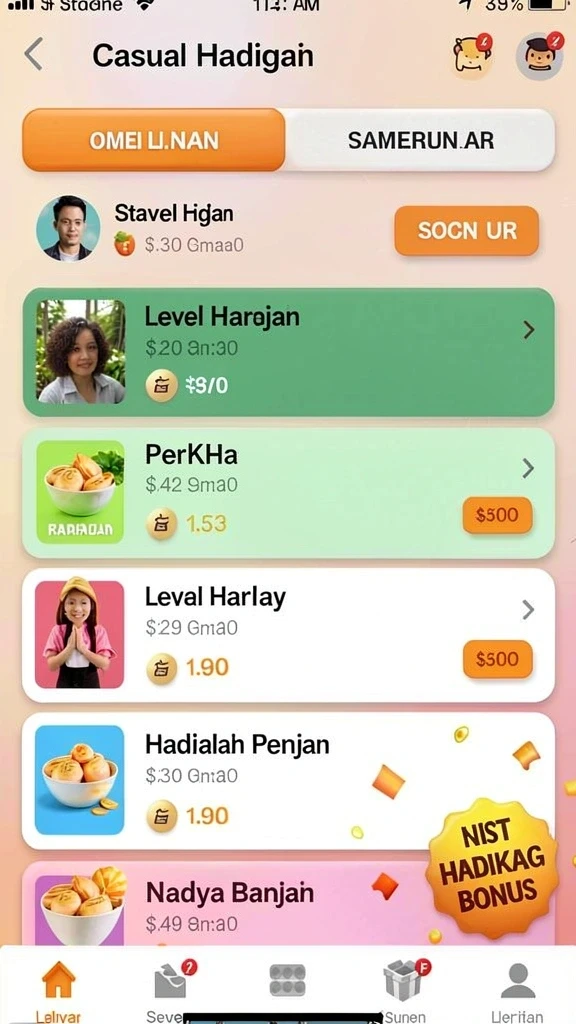 Screenshot menampilkan karakter utama dengan desain yang unik.