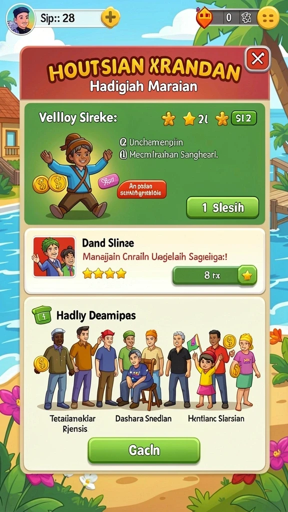 Karakter unik dan item menarik dalam game.